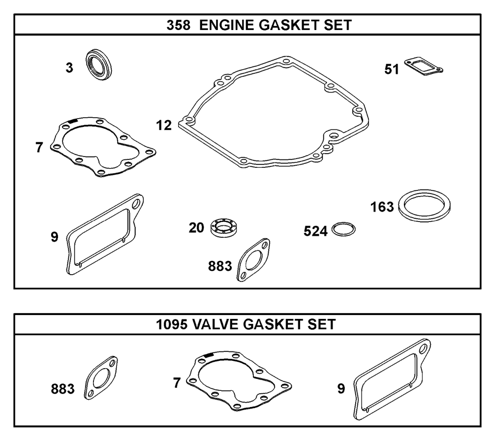 Kits/Gasket Sets Diagram and Parts List for 10C902-2033-XX  Briggs and Stratton Engine
